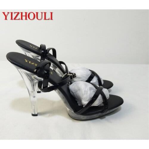 Womens Shoes Sexy Platform 12cm Ultra High Heels Steel Pipe Dance Sandals Black Fashion Ankle Strap Heels banquet sandals