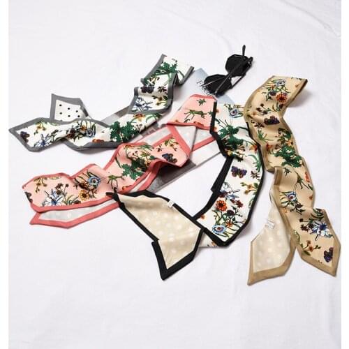 Silk Twill Floral Horse Print Patchwork Scarf Four Seasons Decorate Plaided Shawls Scarves Bag Handle Headband Neck Tie Ribbons