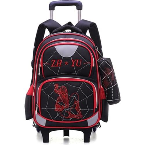 High Quality 2 - 6 wheel School Bag Detachable Backpack Fashion Trolley Kids Backpacks Children Cartoon Schoolbag Luggage Bags