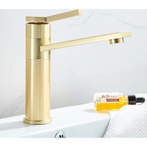 Basin Sink Bathroom Faucet Solid Brass Modern Mixer Tap Deck Mounted Cold And Hot Water Mixer Lavatory Sink Tap Crane