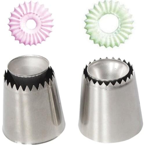 Sultan tube Russian Pastry Tip 2Pcs Icing Piping Stainlessl Steel Nozzles Large Icing Piping Nozzles Cupcake Baking Tools