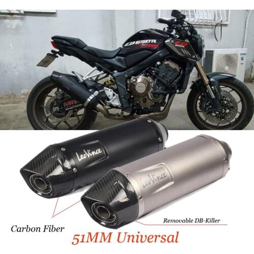 Universal Exhaust For Fz6 Cbr250 Cb650r Mt07 Z900 s1000rr r6 Pipe Leovince Muffler 51Mm Motorcycle Exhaust Pipe Muffler