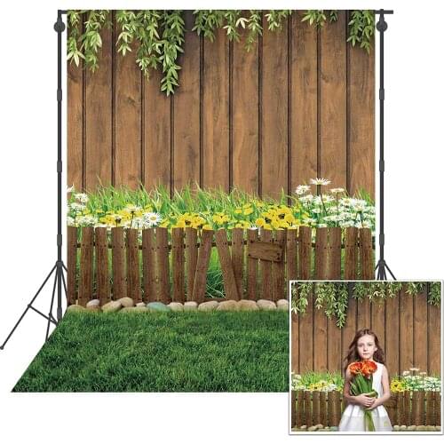 Spring Garden Photography Backdrop Greenery Grass Nature Wood Background for Newborn Portrait Birthday Wedding Baby Shower Party