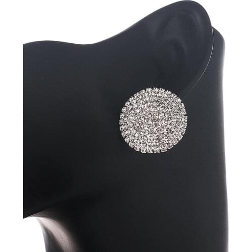 YFJEWE New Shiny Crystal Big round Stud Earrings For women Full Rhinestone Earring Party Wedding Fashion Jewelry Gifts E672