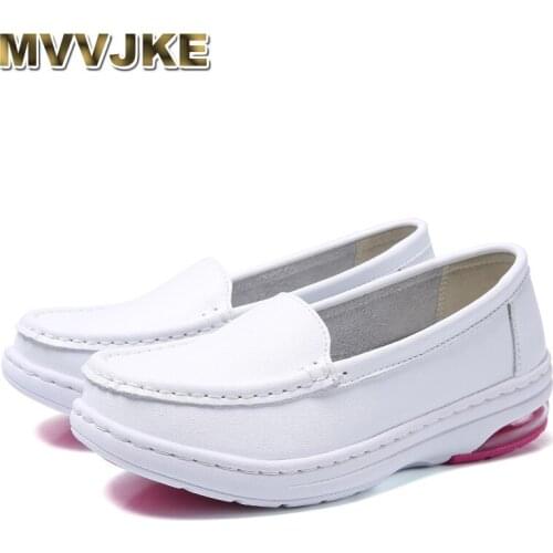 MVVJKE Fashion Air Cushion Women Flats New 2021 White Sneakers Casual Shoes Soft Bottom Breathable Flats Platform Sneakers