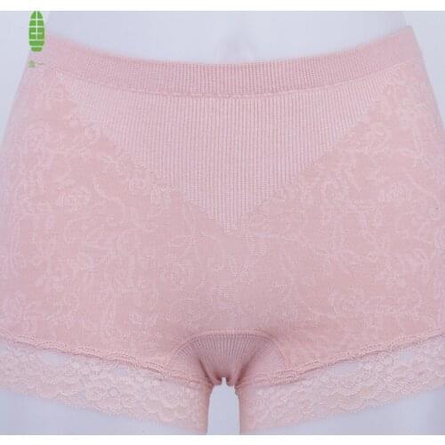 Womens Solid Lace Seamless Underwear Pink Ladies Breathable Sexy Briefs Elastic Mid Waist Sliming Shaping Body Panty Lingerie