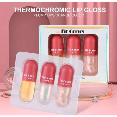 1Set Moisturizing Capsule Lip Glaze Long-Lasting Non-sticky Reduce Lip Fine Line Cosmetics Temperature Change Jelly Lip Glaze