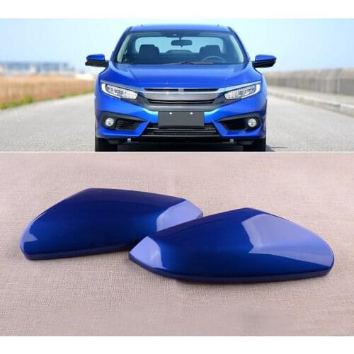1 Pair Blue Left & Right Side Rearview Mirror Cap Cover Fit For Honda Civic 10th 2020 2019 2018 2017 2016