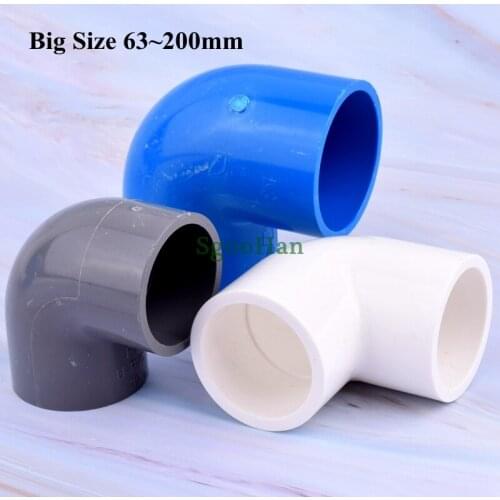 1pc Big Size ID 63~200mm PVC Pipe 90° Elbow Connector Plastic Hydroponic Planting Framework Joints Irrigation System Parts