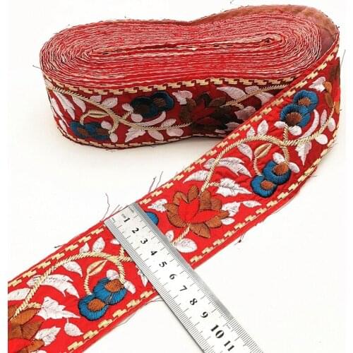 1 Yards Embroidery Floral Lace Ribbons Vintage Trimming DIY Crafts Handmade Fabric for Bag Clothing