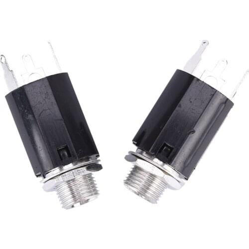 2 Pcs 6.35 MM Guitar Endpin Jack 6.35 Input For Any Guitar EQ Pickup Output Black