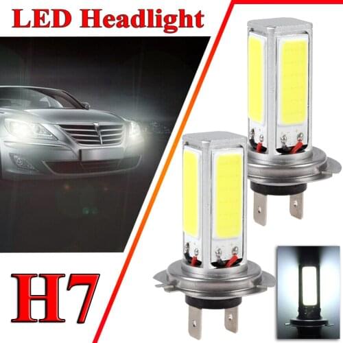 2pcs H7 COB LED Headlight Bulbs Fog Light High/Low Beam 6000LM 6000K Xenon White 80W Suitable for car, truck, motorcycle, SUV
