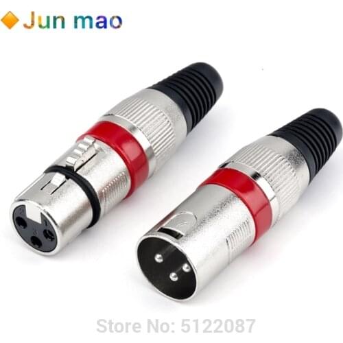 2PCS XLR head microphone connector 3-core Canon balanced plug Canon gold plated black male female plug Canon head