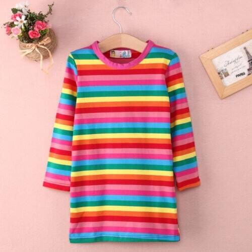 2019 New Hot Sale Latest Summer Fashion 2-7 Years Rainbow girl dresses children long sleeve clothes