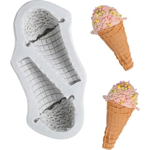 3D Ice Cream Cone Chocolate Silicone Candy Molds Resin Clay Soap Mould DIY Party Baby Birthday Fondant Cake Decorating Tools