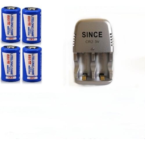 4PCS Original 880mAh CR2 3v rechargeable battery camera lithium battery + 1PCS CR2 battery charger