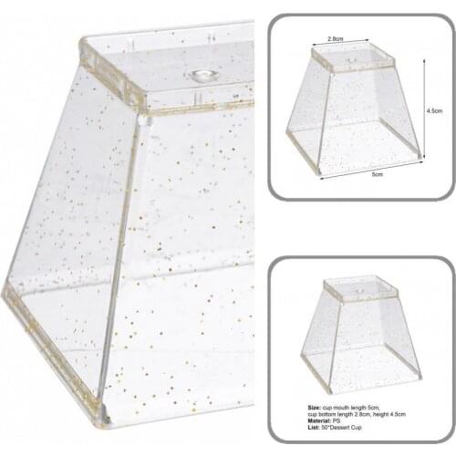 50Pcs Fashion Multi-functional Dessert Fruits Tasting Cups PS Tasting Dessert Cups Square Kitchen Utensils