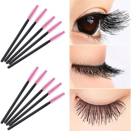 50PCS Women Girls Mascara Wand Silicone Disposable Portable Eyelash Brush Mini Mascara Applicator Cosmetic Makeup Tools