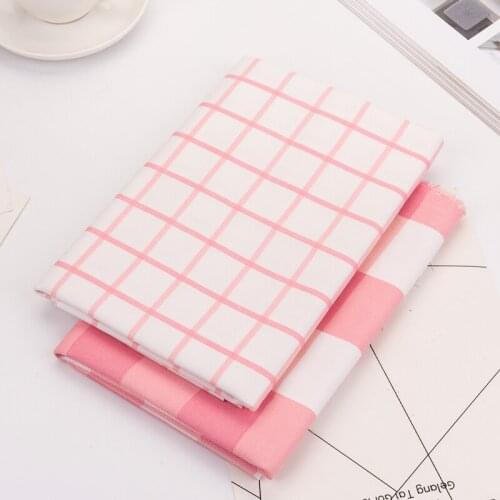50cm*150cm Pink Plaid Canvas Cotton Fabric For Dress Patchwork Fabric The Cloth Tissus Material Tela Plaid Fabric D30