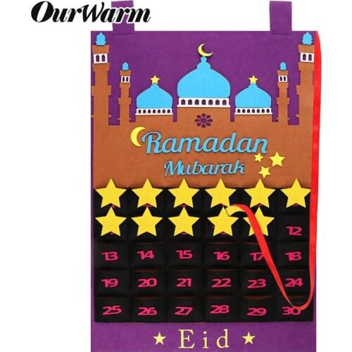 Advent Calendar 2020 Ramadan Decorations30 Days Eid Mubarak Hanging Felt Countdown Calendar for Kids Eid Gifts Ramadan Decoratio