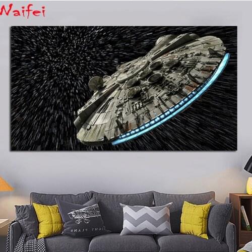 Diy 5d diamond painting Spaceship full round diamond mosaic home decoration embroidery pattern handmade landscape new year gift
