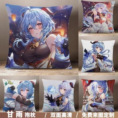 Anime Game Genshin Impact Ganyu Theme Cute Soft Plush Doll Stuffed Toys Pillow Props Cushion Xmas Birthday Gifts 45*45cm