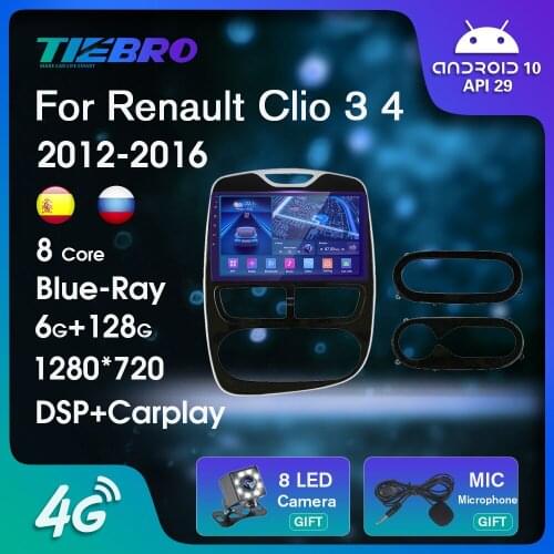 Blu-ray IPS Screen Car Radio For Renault Clio 3 4 2012-2016 Android10.0 GPS Navigation 2DIN Auto Radio Bluetooth Player Carplay