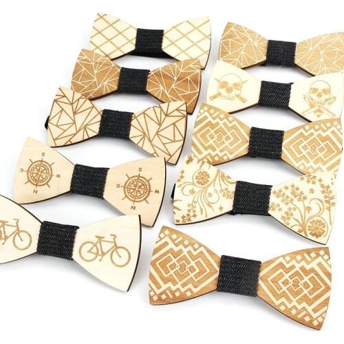 Fashion Wooden Bowtie Men Formal Necktie Boy Mens Accessory Wedding Party Christmas Gifts Bamboo Neck Wear for Men Women Cravat