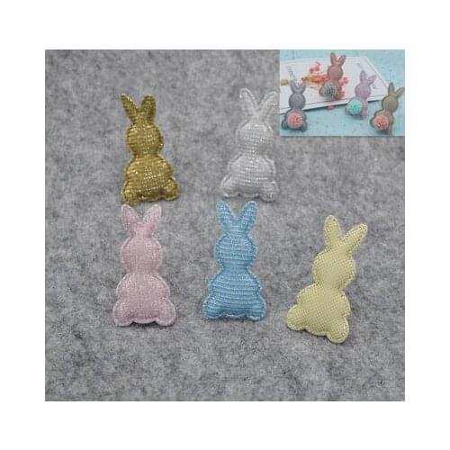 20pcs 2.8*5cm shiny rabbit Padded Patches Appliques For Clothes Sewing Supplies DIY Hair Bow Decoration free shipping