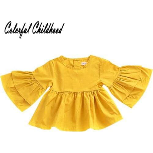 Spring Autumn Kids girls long sleeve blouse ruffles sleeve princess party wedding tops children costumes 0-24m
