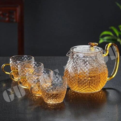 High Borosilicate Glass Teapot Filter Bubble Teapot Household High Temperature Resistance Hammer Pattern Teapot Kung Fu Tea Set