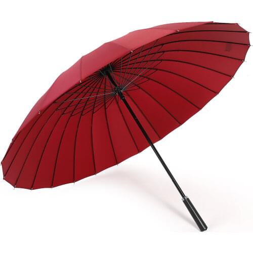 Business 24 Bone Manual Long Handle Straight Umbrella Mens Retro Large Double Reinforced Anti-storm Sunscreen Cute Parasol