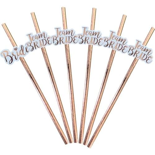 Hen Party Rose Gold Straw Drinking Paper Straws Letter Bachelorette Wedding Favor Decoration Bride To Be Party Supplies