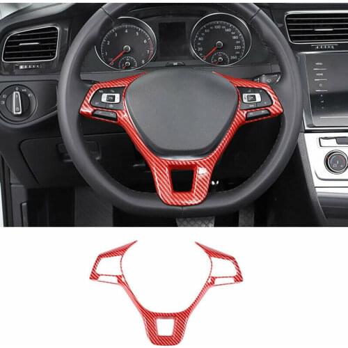 For Volkswagen Jetta Mk7 2019-2021 Red Carbon Fiber Steering Wheel Strip Trim Car modification Auto parts