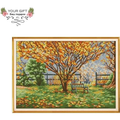 Your Gift F793 Free Shipping 14CT 11CT Counted and Stamped Home Decor Fallen Leaves Needlepoints Embroidery Cross Stitch Kits