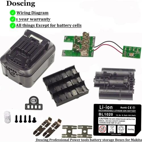 Doscing Plastic Case Charging Protection Circuit Board PCB for Makita10V or 12V Power Tools BL1040B 1015 BL1020 DF031D TD110D