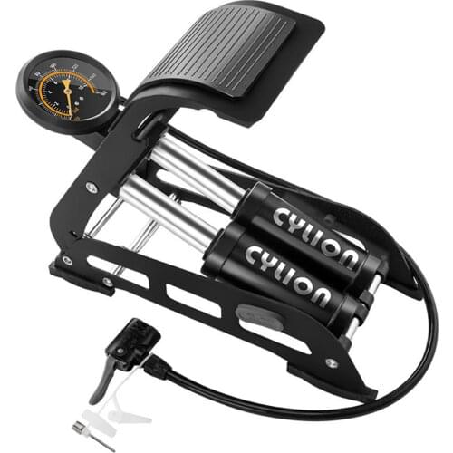 Double Barrel Foot Pump High Pressure Inflation Pump Portable Bike Pump With Smart Valve Head For Bicycle MTB Electric