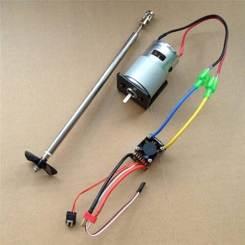 1Set Power Kit 775 Motor+Air-cooled 480A ESC+10/15/20/25/30cm Drive Shaft+Four-blade Propeller+Motor Mount for DIY RC Jet Boats