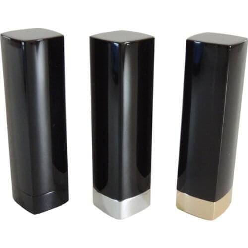 Black Lipstick Container Tube Case Lip Stick Packing Lip Balm Tube Container Aluminum Square Lipstick Tube Shiny Black Color