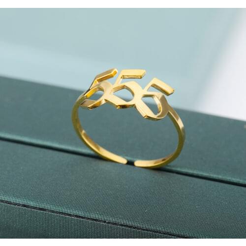 Angel Number Rings For Women Stainless Steel Gold Adjustable Finger Ring Lucky Number Jewelry Gift Boho Anillos Mujer Bijoux