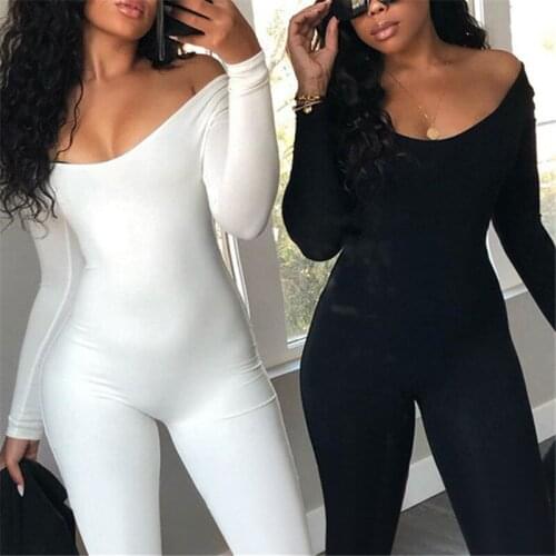Workout Active Wear Solid Color Jumpsuit Women Romper Sexy U-Neck Long Sleeve Sport Bodycon One Piece Jumpsuit Autumn 2020