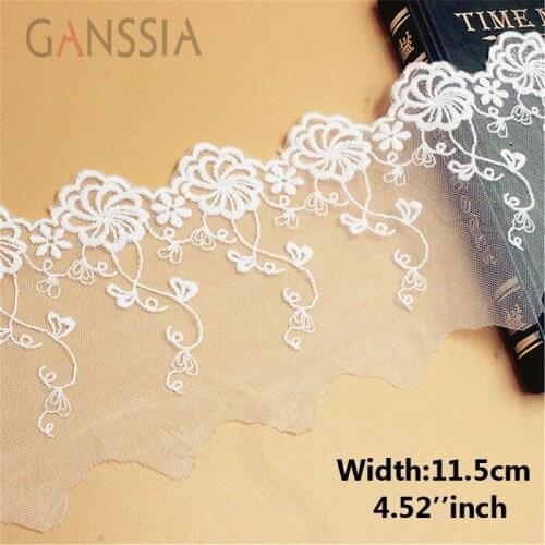 1yard/lot Width: 11.5cm High quality mesh flowers design embroidered lace, Vintage lace for garment Scrapbooking (ss-381)