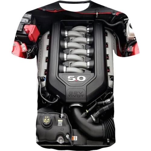 Fashion Summer Kazakhstan Mustang Moteur V8 Engine 3d T-shirt Technology Accessories Car Build Your Own Engine Classic V8 Tops