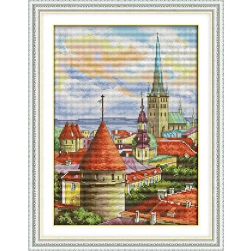 Joy Sunday landscape pattern cross stitch set 11&14CTDIY cross stitch set embroidery needle and thread home decoration handmade