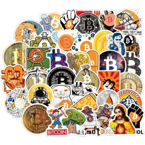 50pcs Bitcoin BTC Graffiti Stickers Luggage Skateboard Notebook Car Computer Water Cup Waterproof Stickers
