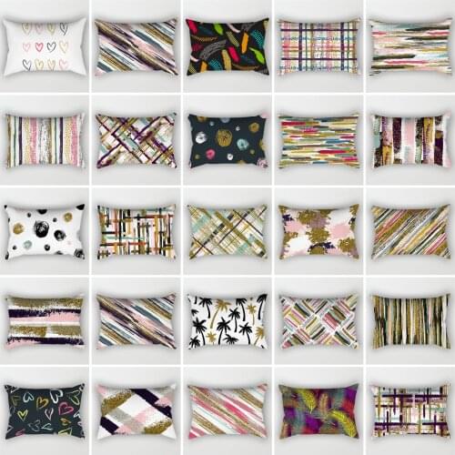 30X50CM Modern Abstract Art Geometry Cushion Cover Gold Pink Stripe Print Pillow Cover Nordic Livingroom Sofa Bed Waist Pillows