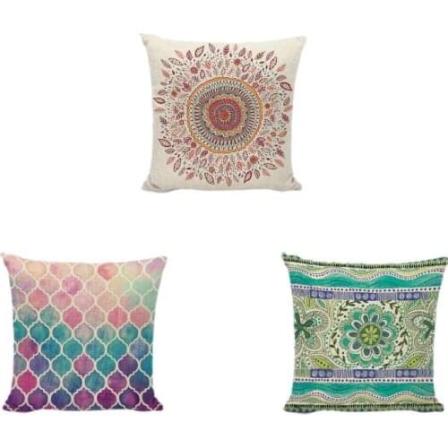 Mandala Geometric Pattern Throw Pillow Cases Green leaves Home Sofa Car Decorative Modern Art Printed Ethnic Style Cushion Cover