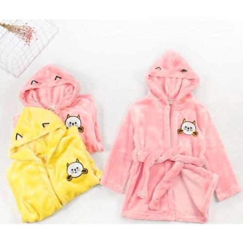 Wholesale Girls Children Pajamas Stitch Cartoon Pajamas Set Flannel Kids pajama Animal Cartoon Hooded Pijama night-robe