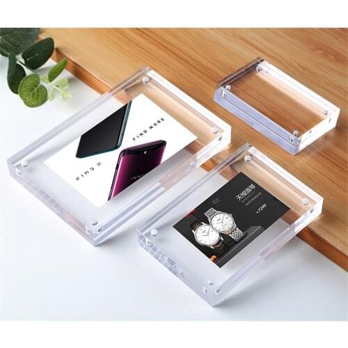 Free Standing Clear Acrylic Perspex Magnetic Photo Frame Advertising Desk Sign Promotion Business Name Card Price Tag Display