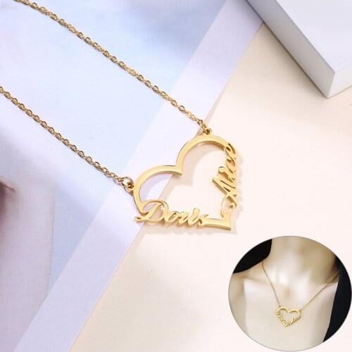 Personalized Name Heart Necklaces for Women Jewelry Stainless Steel Custom Letters Nameplate Pendant Gifts for Her Jewelry